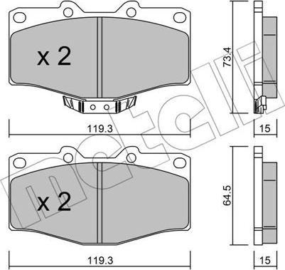 Metelli 22-0242-0 - Тормозные колодки, дисковые, комплект unicars.by