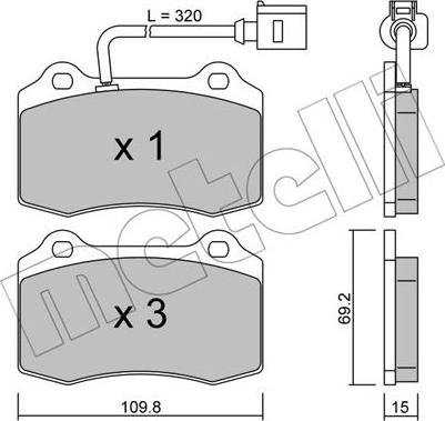 Metelli 22-0251-4 - Тормозные колодки, дисковые, комплект unicars.by