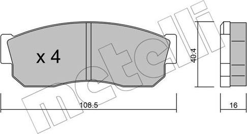 Metelli 22-0202-1 - Тормозные колодки, дисковые, комплект unicars.by