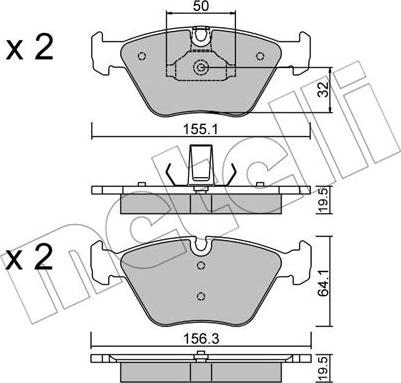 Metelli 22-0207-5 - Тормозные колодки, дисковые, комплект unicars.by