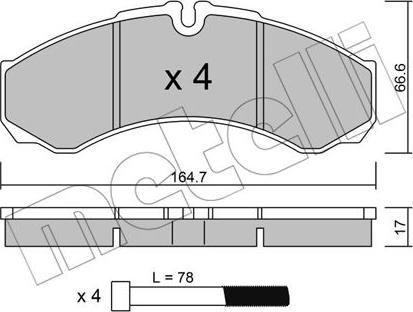 Metelli 22-0212-3 - Тормозные колодки, дисковые, комплект unicars.by