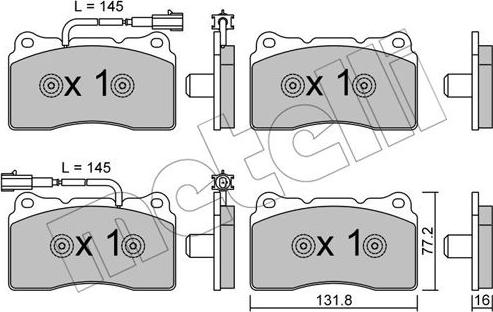 Metelli 22-0288-6 - Тормозные колодки, дисковые, комплект unicars.by