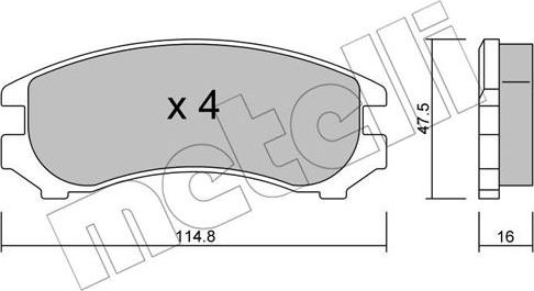 Metelli 22-0230-0 - Тормозные колодки, дисковые, комплект unicars.by