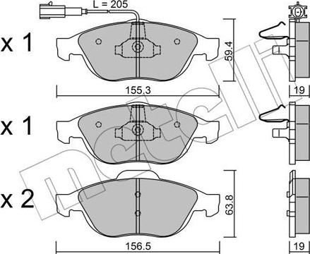 Metelli 22-0220-1 - Тормозные колодки, дисковые, комплект unicars.by