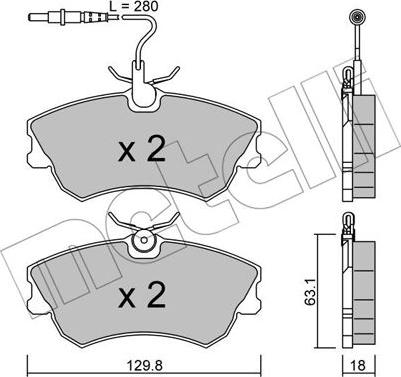 Metelli 22-0222-0 - Тормозные колодки, дисковые, комплект unicars.by