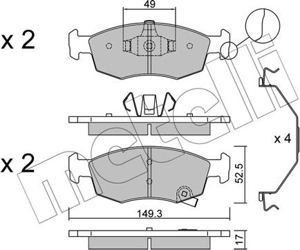 Metelli 22-0274-6 - Тормозные колодки, дисковые, комплект unicars.by