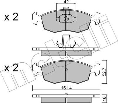 Metelli 22-0274-3 - Тормозные колодки, дисковые, комплект unicars.by