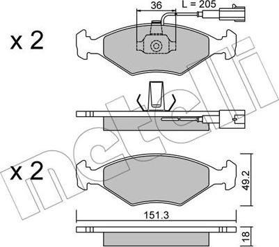 Metelli 22-0273-0 - Тормозные колодки, дисковые, комплект unicars.by