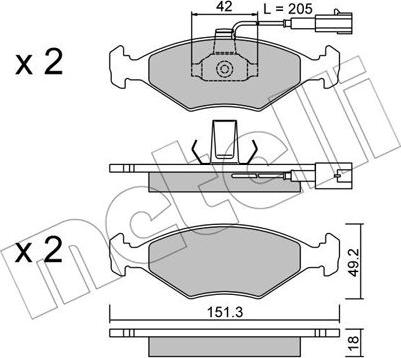 Metelli 22-0273-1 - Тормозные колодки, дисковые, комплект unicars.by