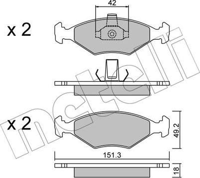 Metelli 22-0273-2 - Тормозные колодки, дисковые, комплект unicars.by