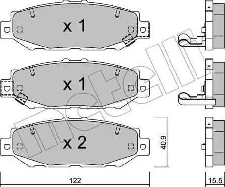 Metelli 22-0759-0 - Тормозные колодки, дисковые, комплект unicars.by