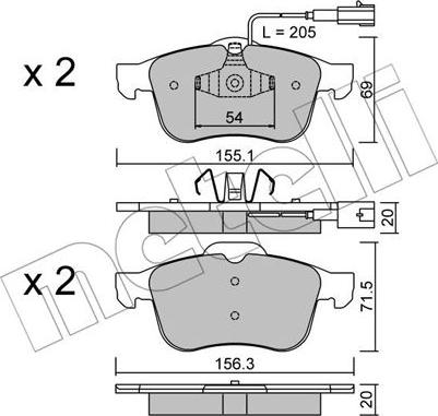 Metelli 22-0703-1 - Тормозные колодки, дисковые, комплект unicars.by