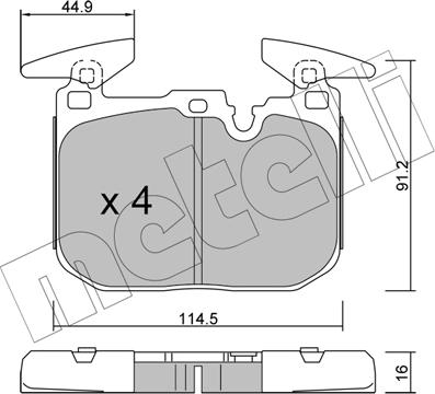 Metelli 22-1015-3 - Тормозные колодки, дисковые, комплект unicars.by