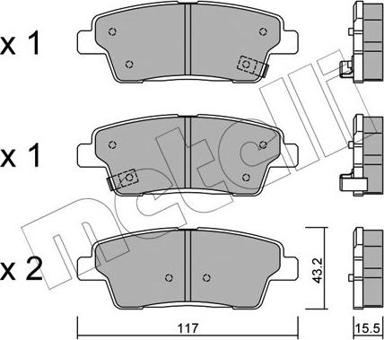 Metelli 22-1140-0 - Тормозные колодки, дисковые, комплект unicars.by