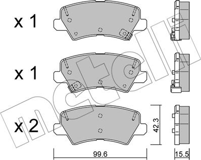 Metelli 22-1166-0 - Тормозные колодки, дисковые, комплект unicars.by