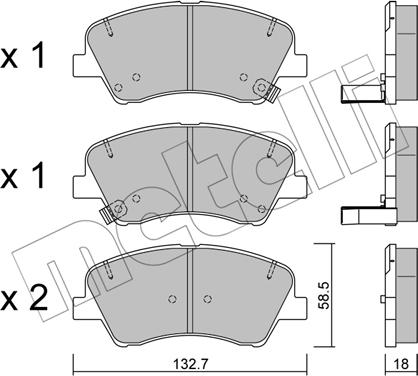 Metelli 22-1167-0 - Тормозные колодки, дисковые, комплект unicars.by