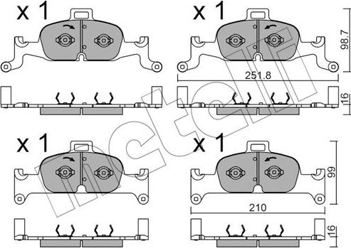 Metelli 22-1126-0 - Тормозные колодки, дисковые, комплект unicars.by