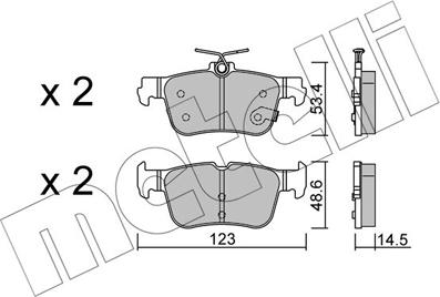 Metelli 22-1332-0 - Тормозные колодки, дисковые, комплект unicars.by