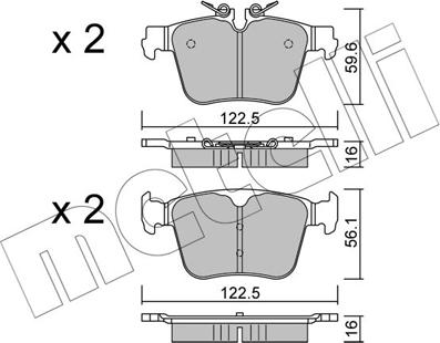 Metelli 22-1329-0 - Тормозные колодки, дисковые, комплект unicars.by