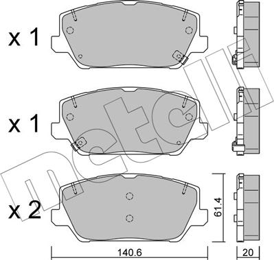 Metelli 22-1241-0 - Тормозные колодки, дисковые, комплект unicars.by