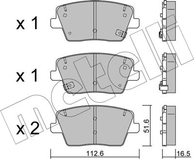 Metelli 22-1242-0 - Тормозные колодки, дисковые, комплект unicars.by