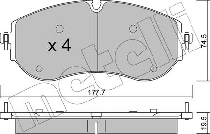 Metelli 22-1262-0 - Тормозные колодки, дисковые, комплект unicars.by