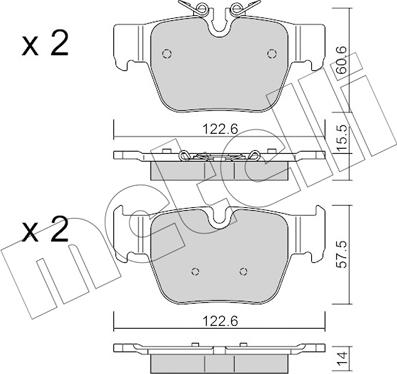 Metelli 22-1267-0 - Тормозные колодки, дисковые, комплект unicars.by