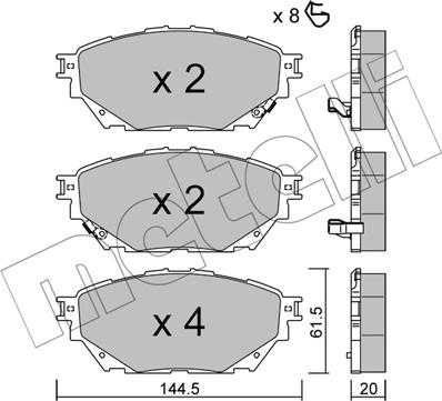 Metelli 22-1222-0 - Тормозные колодки, дисковые, комплект unicars.by