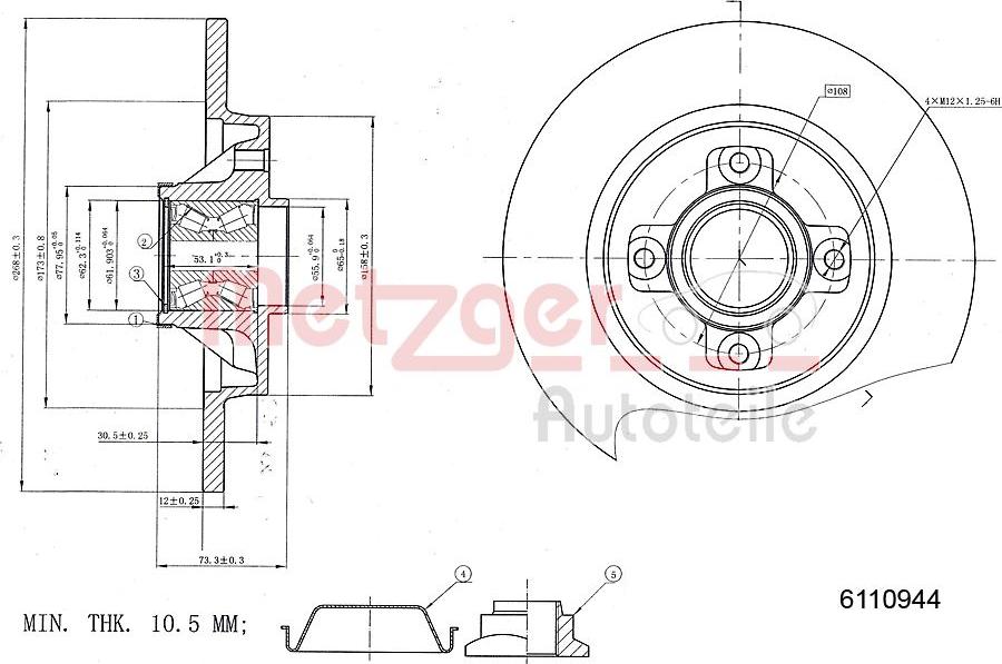 Metzger 6110944 - Тормозной диск unicars.by