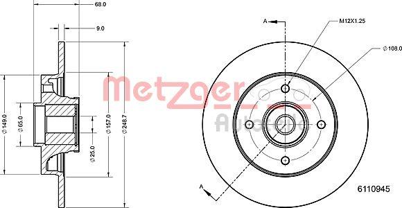 Metzger 6110945 - Тормозной диск unicars.by