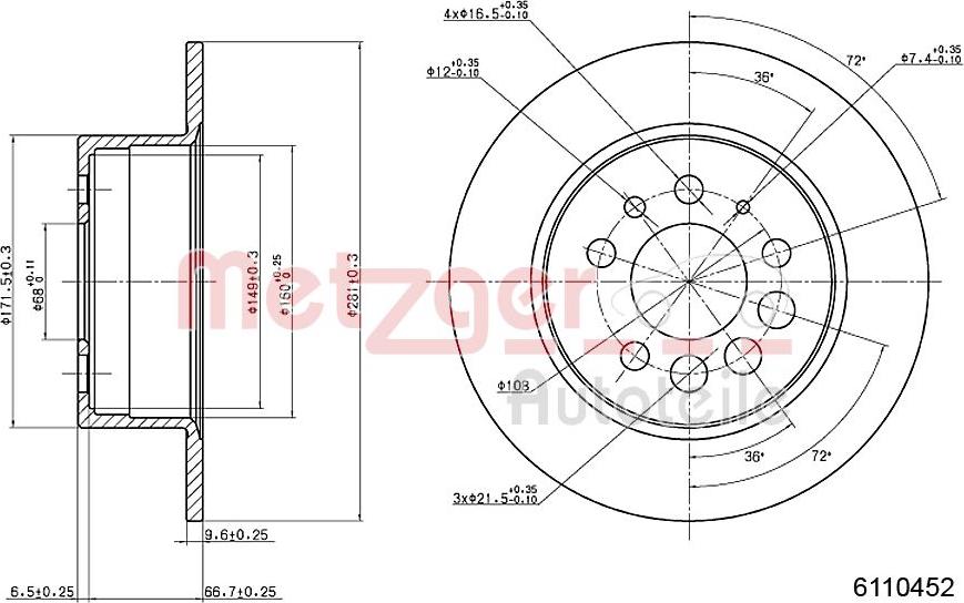 Metzger 6110452 - Тормозной диск unicars.by