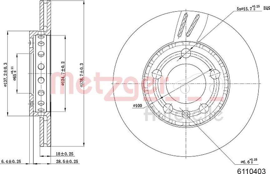 Metzger 6110403 - Тормозной диск unicars.by