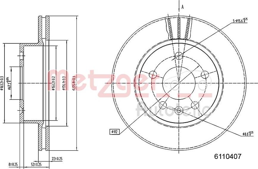 Metzger 6110407 - Тормозной диск unicars.by