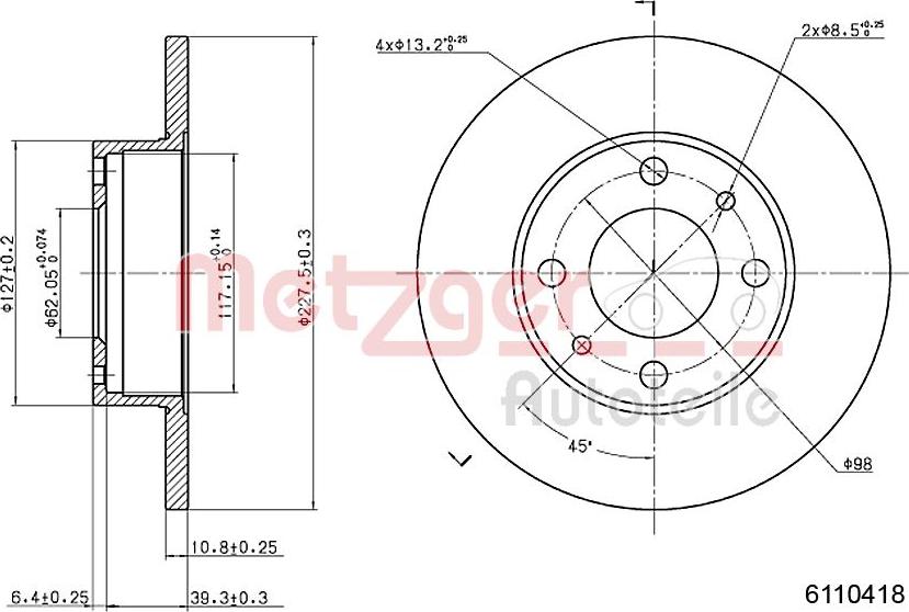 Metzger 6110418 - Тормозной диск unicars.by