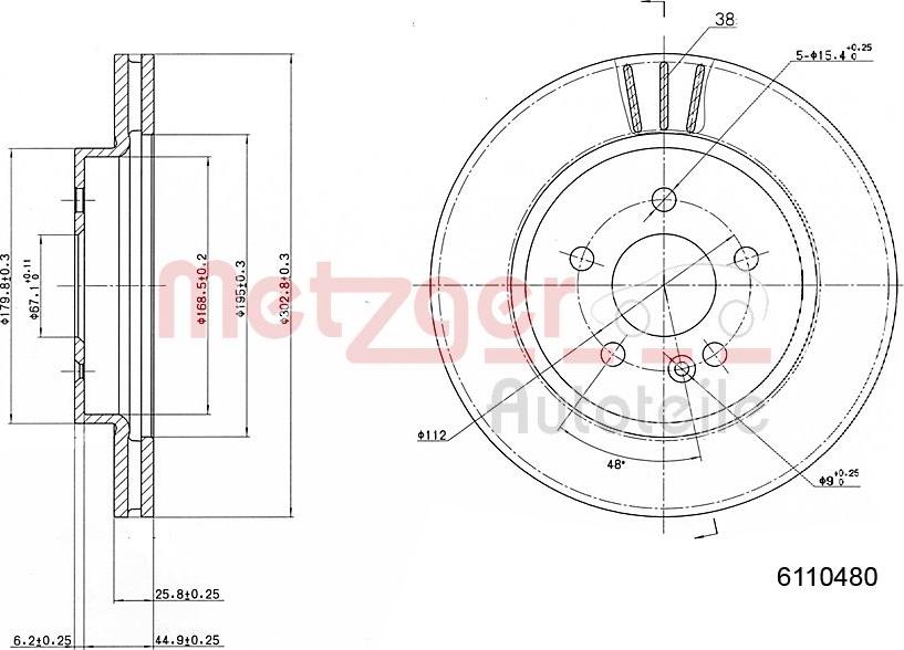 Metzger 6110480 - Тормозной диск unicars.by