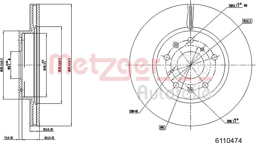 Metzger 6110474 - Тормозной диск unicars.by