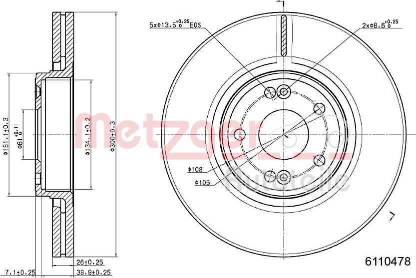 Metzger 6110478 - Тормозной диск unicars.by