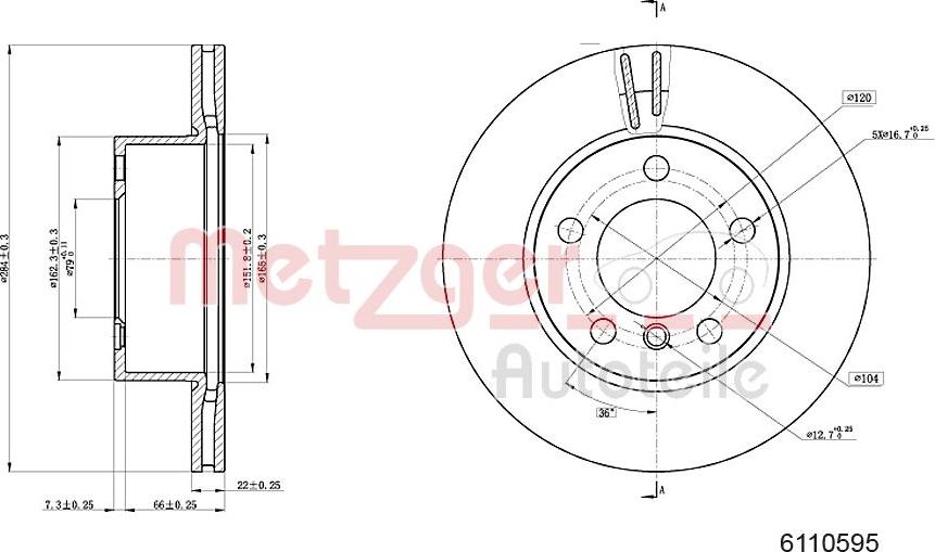 Metzger 6110595 - Тормозной диск unicars.by