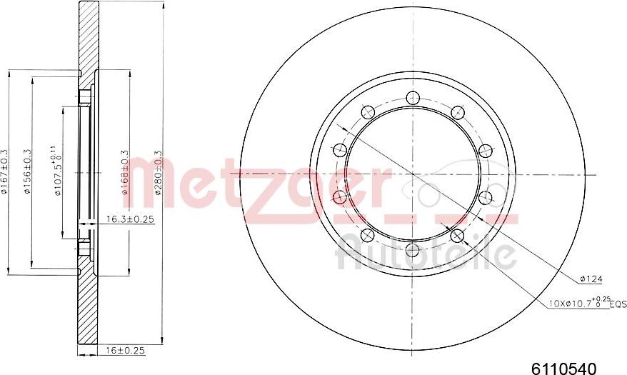 Metzger 6110540 - Тормозной диск unicars.by