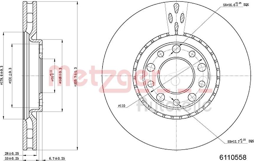 Metzger 6110558 - Тормозной диск unicars.by