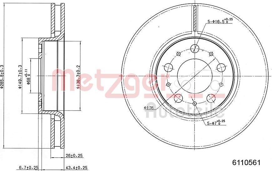 Metzger 6110561 - Тормозной диск unicars.by