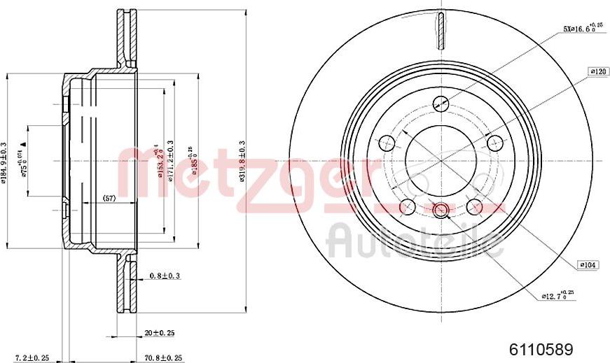 Metzger 6110589 - Тормозной диск unicars.by