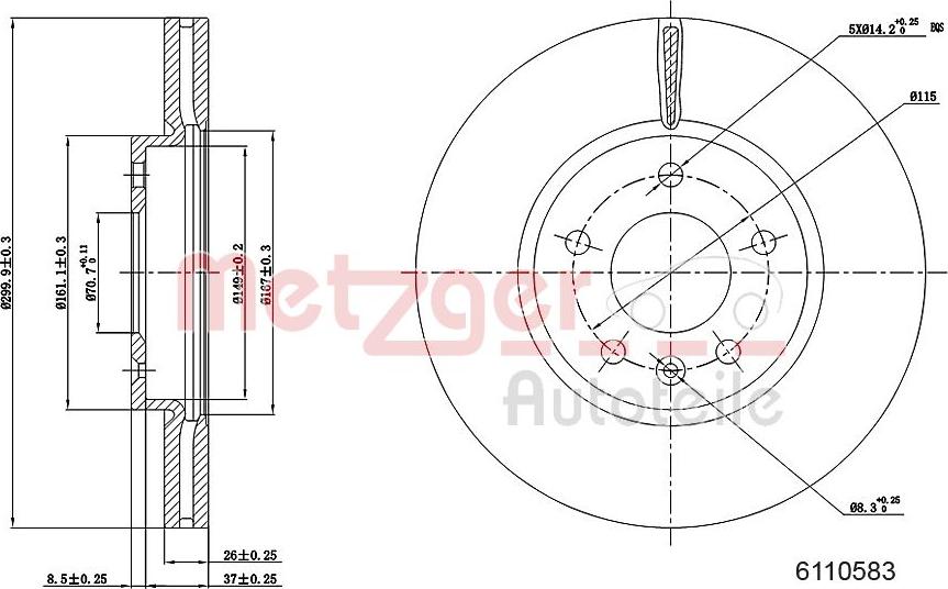 Metzger 6110583 - Тормозной диск unicars.by