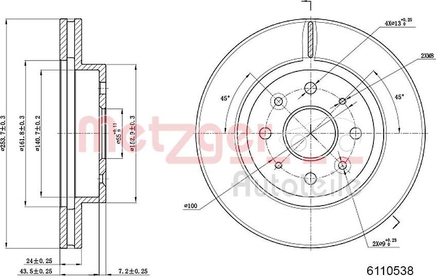 Metzger 6110538 - Тормозной диск unicars.by