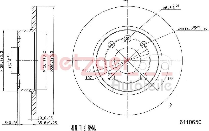 Metzger 6110650 - Тормозной диск unicars.by