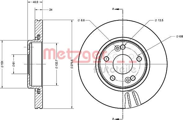 Metzger 6110600 - Тормозной диск unicars.by