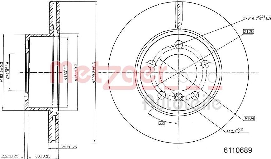 Metzger 6110689 - Тормозной диск unicars.by