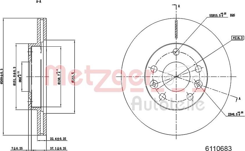 Metzger 6110683 - Тормозной диск unicars.by