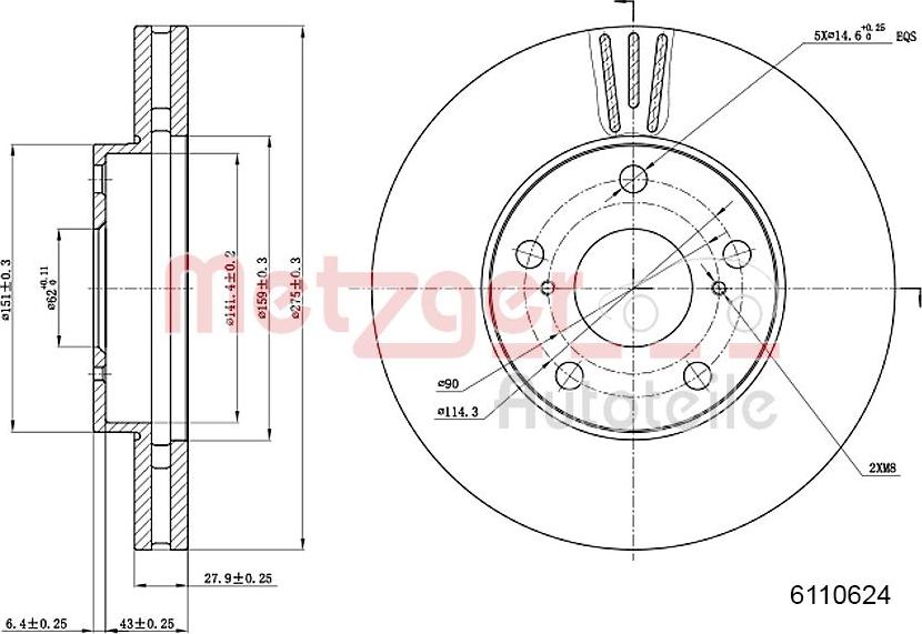 Metzger 6110624 - Тормозной диск unicars.by