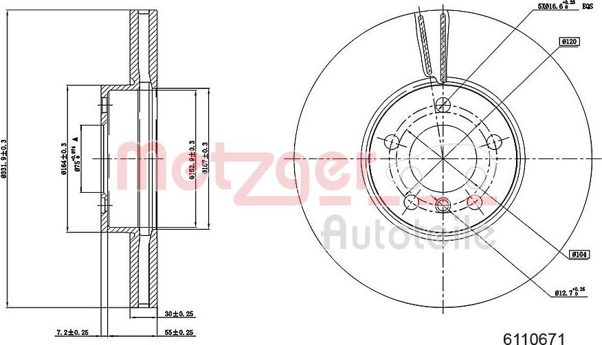 Metzger 6110671 - Тормозной диск unicars.by